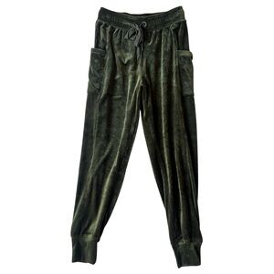 Aerie Offline After Party velour joggers Small Green pants Elastic waist Pockets